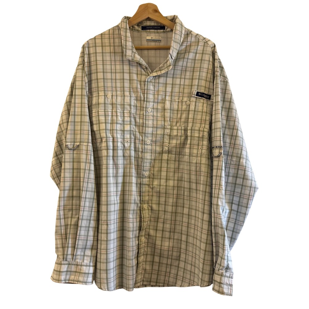 Columbia‎ Men's Super Tamiami Long Sleeve Plaid Fishing Shirt XL TG Omni Shade